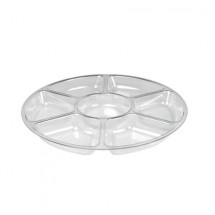 Fineline Settings D16777.CL Platter Pleasers Clear Plastic Low 7-Compartment Tray 16&quot; - 1 doz