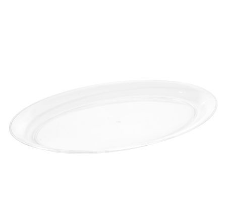 Fineline Settings 484.CL Platter Pleasers Clear Oval Plastic Serving Tray 14" x 21" - 20 pcs