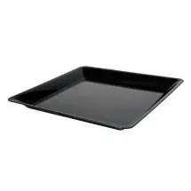 Fineline Settings SQ4818.BK Platter Pleasers Black Square Plastic Serving Tray 18&quot; x 18&quot; - 20 pcs