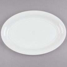 Fineline Settings 483.WH Platter Pleasers White Oval Plastic Serving Tray 11&quot; x 16&quot; - 25 pcs