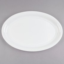 Fineline Settings 484.WH Platter Pleasers White Oval Plastic Serving Tray 14&quot; x 21&quot; - 20 pcs
