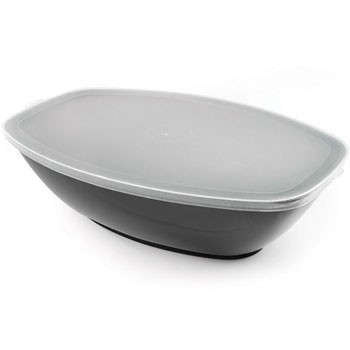 Fineline Settings 454-L Platter Pleasers Clear Plastic Oval Bowl Lid 1/2 Gallon - 50 pcs