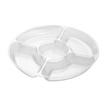 Fineline Settings D12050.CL Platter Pleasers Clear Plastic 5-Compartment Tray 12&quot; - 2 doz