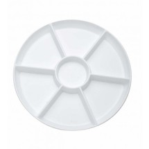 Fineline Settings D16777.WH Platter Pleasers White Plastic Low 7-Compartment Tray 16&quot; - 1 doz