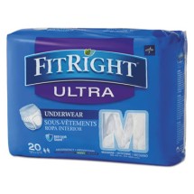 FitRight Ultra Protective Underwear, X-Large, 56" to 68" Waist, 20/Pack, 4 Pack/Carton