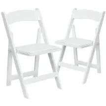 Flash Furniture 2-XF-2901-WH-WOOD-GG Hercules Series White Wood Folding Chair with Vinyl Padded Seat, 2 Pack