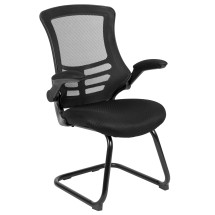 Flash Furniture BL-X-5C-GG Black Mesh Sled Base Side Reception Chair