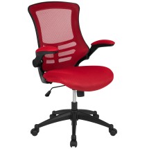 Flash Furniture BL-X-5M-RED-GG Mid-Back Red Mesh Swivel Ergonomic Task Office Chair with Flip-Up Arms