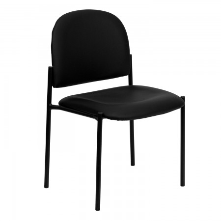 Flash Furniture BT-515-1-VINYL-GG Black Vinyl Comfortable Stackable Steel Side Chair