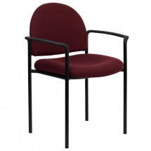 Flash Furniture BT-516-1-BY-GG Burgundy Fabric Comfortable Stackable Steel Side Chair with Arms
