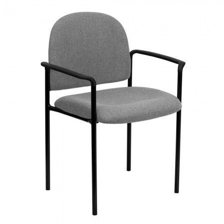 Flash Furniture BT-516-1-GY-GG Gray Fabric Comfortable Stackable Steel Side Chair with Arms
