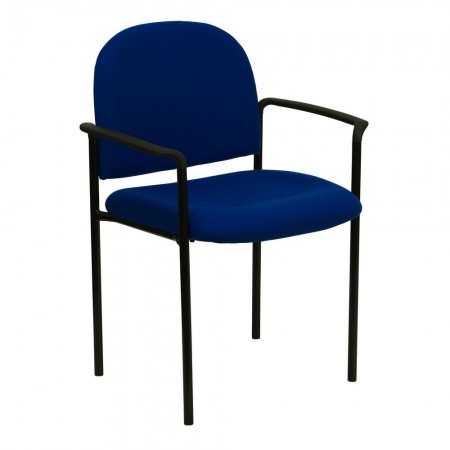 Flash Furniture BT-516-1-NVY-GG Navy Fabric Comfortable Stackable Steel Side Chair with Arms