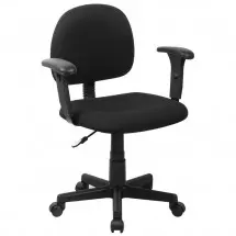 Flash Furniture BT-660-1-BK-GG Mid-Back Ergonomic Black Fabric Task Chair with Adjustable Arms