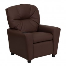 Flash Furniture BT-7950-KID-BRN-LEA-GG Contemporary Brown Leather Kids Recliner with Cup Holder