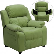 Flash Furniture BT-7985-KID-MIC-AVO-GG Deluxe Heavily Padded Contemporary Avocado Microfiber Kids Recliner with Storage Arms