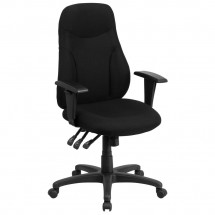 Flash Furniture BT-90297H-A-GG High Back Black Fabric Multifunction Swivel Ergonomic Task Office Chair with Adjustable Arms