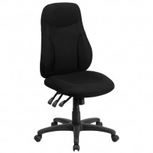 Flash Furniture BT-90297H-GG High Back Black Fabric Multi-Functional Ergonomic Swivel Task Chair
