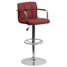 Flash Furniture CH-102029-BURG-GG Contemporary Burgundy Quilted Vinyl Adjustable Height Bar Stool with Arms