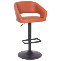 Flash Furniture CH-122070-BRBK-GG Cognac Vinyl Adjustable Height Bar Stool with Rounded Mid-Back and Black Base