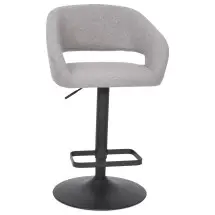 Flash Furniture CH-122070-GYFABBK-GG Gray Fabric Adjustable Height Bar Stool with Rounded Mid-Back and Black Base