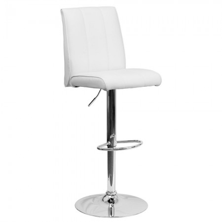 Flash Furniture CH-122090-WH-GG Contemporary White Vinyl Adjustable Height Bar Stool