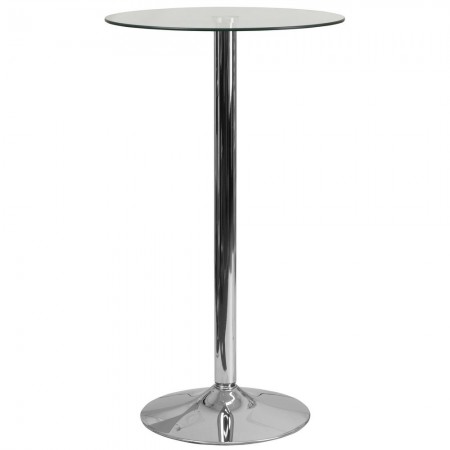 Flash Furniture CH-3-GG 23.75" Round Glass Table with Chrome Base 41.75"H
