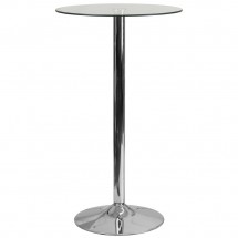 Flash Furniture CH-3-GG 23.75&quot; Round Glass Table with Chrome Base 41.75&quot;H
