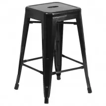 Flash Furniture CH-31320-24-BK-GG Backless Black Metal Indoor-Outdoor Counter Height Stool with Square Seat 24&quot;