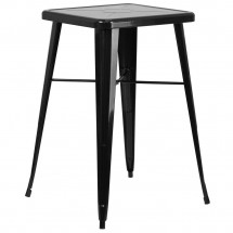Flash Furniture CH-31330-BK-GG Square Black Metal Indoor-Outdoor Bar Height Table 23.75&quot;