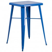 Flash Furniture CH-31330-BL-GG Square Blue Metal Indoor-Outdoor Bar Height Table 23.75&quot;