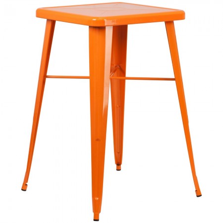 Flash Furniture CH-31330-OR-GG Square Orange Metal Indoor-Outdoor Bar Height Table 23.75"