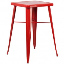 Flash Furniture CH-31330-RED-GG Square Red Metal Indoor-Outdoor Bar Height Table 23.75&quot;