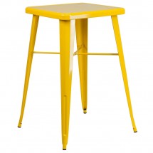 Flash Furniture CH-31330-YL-GG Square Yellow Metal Indoor-Outdoor Bar Height Table 23.75&quot;