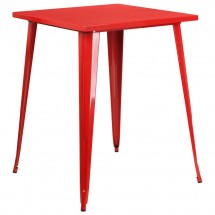 Flash Furniture CH-51040-40-RED-GG 31.5&quot; Square Red Metal Indoor-Outdoor Bar Height Table