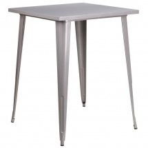 Flash Furniture CH-51040-40-SIL-GG 31.5&quot; Square Silver Metal Indoor-Outdoor Bar Height Table