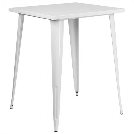 Flash Furniture CH-51040-40-WH-GG 31.5" Square White Metal Indoor-Outdoor Bar Height Table