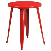 Flash Furniture CH-51080-29-RED-GG 24 Round Red Metal Indoor-Outdoor Table
