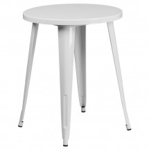 Flash Furniture CH-51080-29-WH-GG 24&quot; Round White Metal Indoor-Outdoor Table