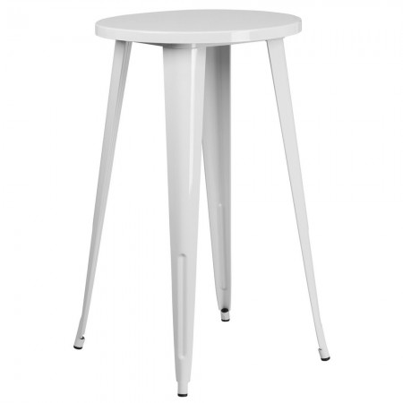 Flash Furniture CH-51080-40-WH-GG 24" Round White Metal Indoor-Outdoor Bar Height Table