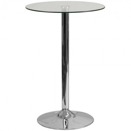 Flash Furniture CH-6-GG 23.5" Round Glass Table with 35.5"H Chrome Base