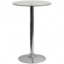 Flash Furniture CH-6-GG 23.5&quot; Round Glass Table with 35.5&quot;H Chrome Base