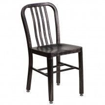 Flash Furniture CH-61200-18-BQ-GG Black-Antique Gold Metal Indoor-Outdoor Chair