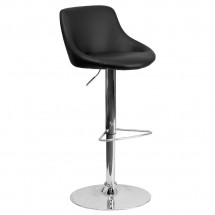 Flash Furniture CH-82028-MOD-BK-GG Contemporary Black Vinyl Bucket Seat Adjustable Height Bar Stool