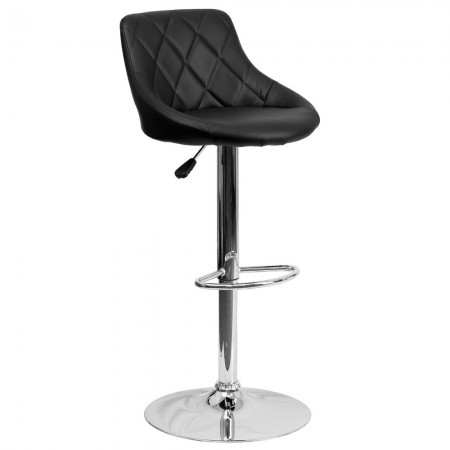 Flash Furniture CH-82028A-BK-GG Contemporary Black Vinyl Bucket Seat Adjustable Height Bar Stool