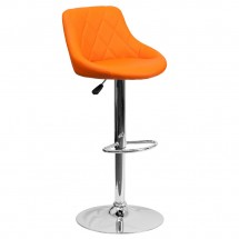 Flash Furniture CH-82028A-ORG-GG Contemporary Orange Vinyl Bucket Seat Adjustable Height Bar Stool