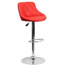 Flash Furniture CH-82028A-RED-GG Contemporary Red Vinyl Bucket Seat Adjustable Height Bar Stool