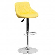 Flash Furniture CH-82028A-YEL-GG Contemporary Yellow Vinyl Bucket Seat Adjustable Height Bar Stool