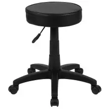 Flash Furniture CH-82042-3X01-GG Black Adjustable Doctors Stool on Wheels with Ergonomic Molded Seat