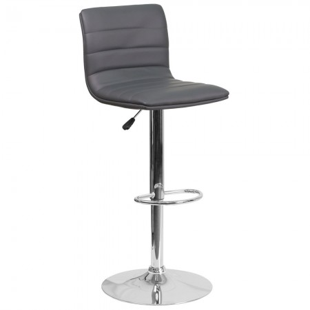 Flash Furniture CH-92023-1-GY-GG Contemporary Gray Vinyl Adjustable Height Barstool with Chrome Base