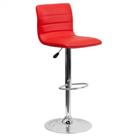 Flash Furniture CH-92023-1-RED-GG Contemporary Red Vinyl Adjustable Height Bar Stool